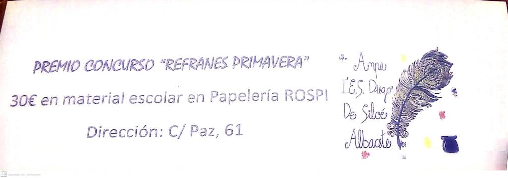 ENTREGA DE PREMIOS DEL CONCURSO REFRANES DE PRIMAVERA&nbsp;2020